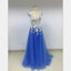 A-line Blue V-Neck Charming Discount Cheap Prom Dresses Online,DD014