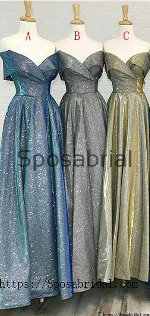 A-line Off the Shoulder Sparkly Fashion Most Popular Prom Dresses PD2006