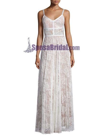 2019 Blue Lace Sexy Popular Prom Dresses, Fashion Party Dress, Spaghetti Straps Prom Dress,  PD0420 - SposaBridal