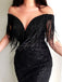 Sexy Black Modest Sweetheart Sequin Tassel Mermaid Long Prom Dresses, PD1130