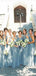 Blue Grey Cheap Long Tulle Mismatched Convertible Bridesmaid Dresses, WG250