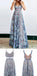 Blue Lace Sexy Popular Prom Dresses, Fashion Party Dress, Spaghetti Straps Prom Dress,  PD0420