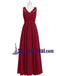 Burgundy Long Chiffon Floor-length Cheap Popular V Neck Bridesmaid Dresses, Wedding Party Dresses , WG236 - SposaBridal