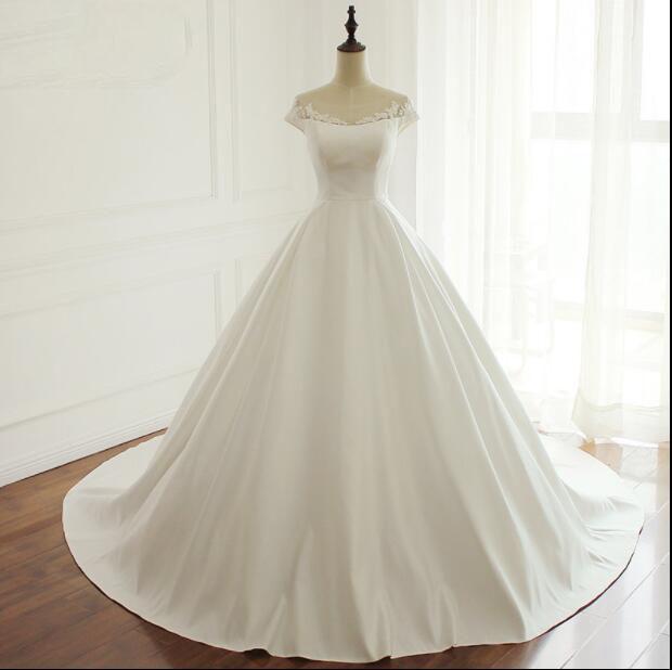 Cap Sleeves Simple Modest Wedding Dresses, Fashion Most Popular New Arrival Prom Gowns, WD0270 - SposaBridal
