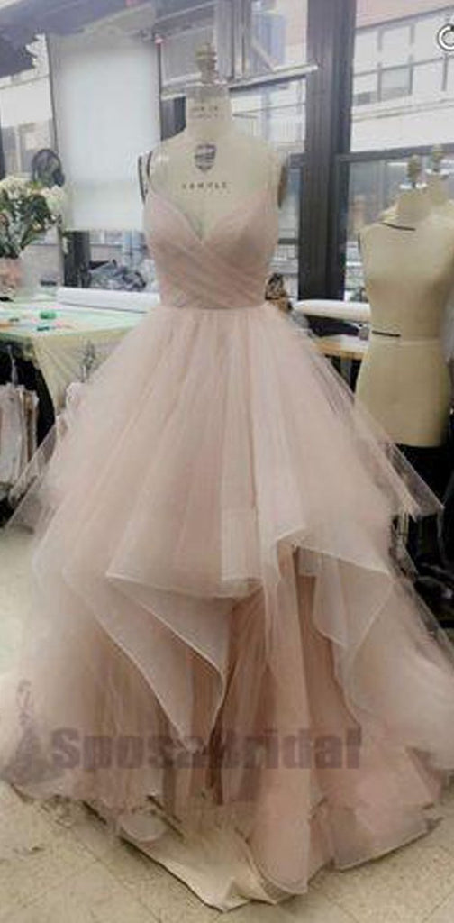 Charming Long Spaghetti Straps Tulle Simple Popular Fashion  Prom Dresses, Prom Gowns For party, PD0582