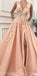 Charming  V-Neck A-Line Long Modest Fashion Elegant Formal Prom Dresses, PD1157