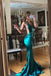 Cheap Mermaid Deep-Neck Spagheeti Straps Backless Turquoise Simple  Prom Dressse, PD0960