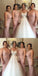 Custom Strapless Long Blush Pink Mermaid Top Lace Bridesmaid Dresses, Wedding Guest Dresses, WG251