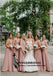 Dusty Pink  Long Sleeveless Mismatched Cheap Chiffon Bridesmaid Dresses, WG305