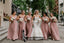 Dusty Pink  Long Sleeveless Mismatched Cheap Chiffon Bridesmaid Dresses, WG305