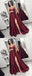Elegant A-line Burgundy Simple Cheap Satin Prom Dresses, evening dresses, PD0996