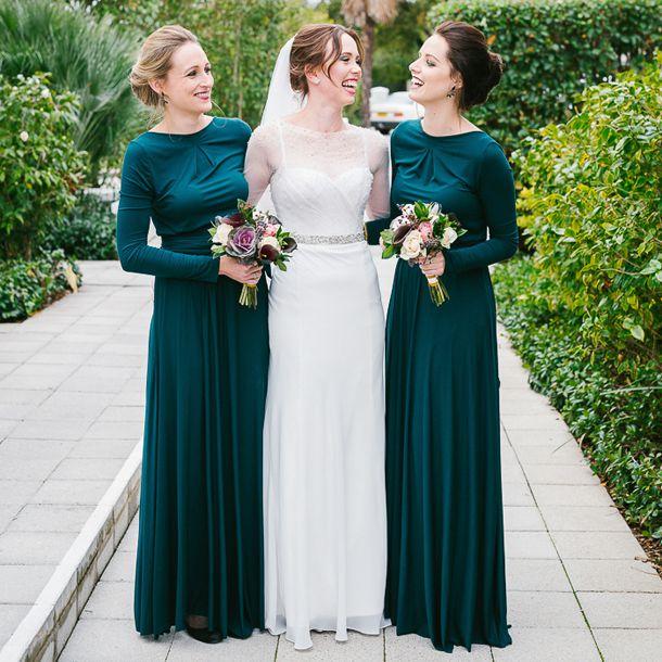Elegant Green Long Sleeve  Chiffon Sheath Backless Beach Bridesmaid-Dresses,PD0503