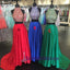 Gorgeous beading High Neck Sparkly Red Blue Green Sparkly Shining Prom Dresses, PD0625