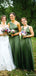Gradient Sage Hunter Green Mismatched Long A-line Bridesmaid Dresses, WG184