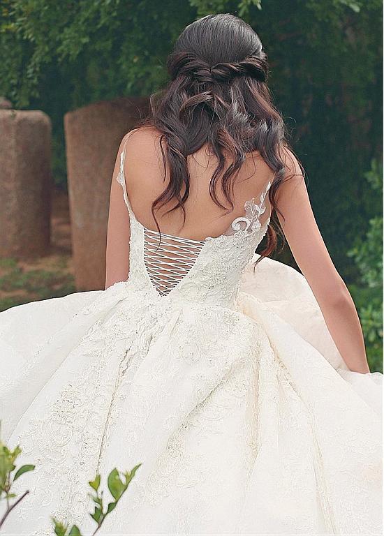 Lace V-neck Neckline  Free Custom Handmade Wedding Dresses,WD0348