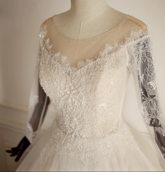 Long Sleeves Scoop Hot Selling Wedding Dresses Online, Fashion Modest Bridal Gown, WD0278