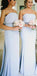 Modest Pretty Elegant Unique Mermaid Strapless Long Light Sky Blue Bridesmaid Dresses with Bow, WG290
