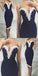 Navy Blue Spaghetti Straps Tight Memaid Normal Cheap Homecoming Dresses with lace, short prom dress,BD0227