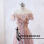 Pink Short Lace Sleeve Long A-Line Modest Popular Prom Dresses, Cheap Bridesmaid Dresses with Flowers ,WG325