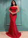 Sexy Red One-shoulder Sparkly Mermaid Long Prom Dress, PD3467