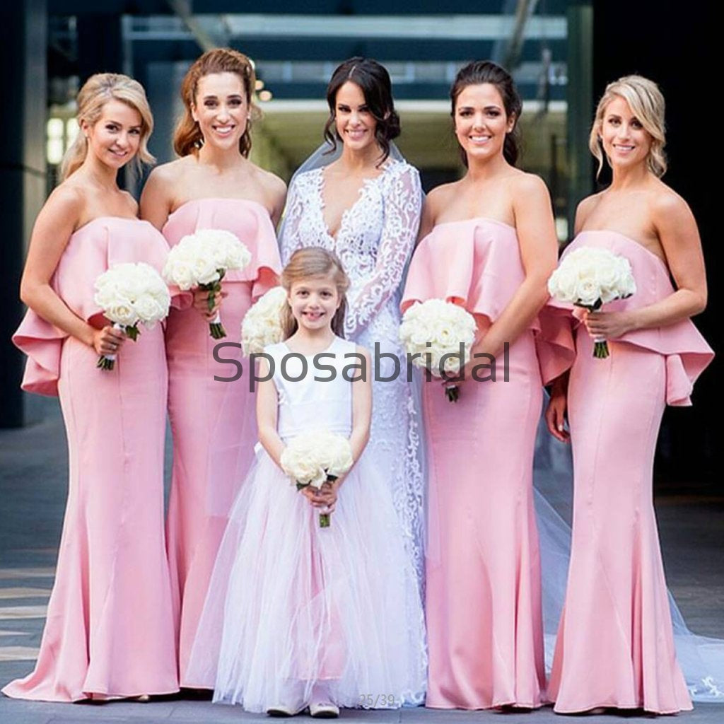 Pink Mermaid Unique Popular Long Bridesmaid Dresses WG889