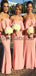 Pink Mermaid Unique Popular Long Bridesmaid Dresses WG889