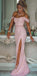Pink Sequin Sparkly Stunning  Off-the-shoulder Neckline Floor-length Mermaid Prom Dresses,PD1343