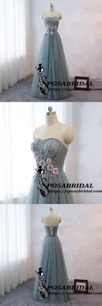 Long Sweetheart Unique Desigh Prom Dresses, Lace Tulle Bridesmaid Dresses for Wedding Party Guest Dress,WG326
