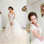 Long Sleeves Lace Appliques Tulle Pretty Beach Summer Free Custom Wedding Dresses  , WD0080