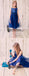 Royal Blue Top Sequin Sparkly Simple Round Neck Cheap Custom Flower Girl Dresses, FG121