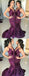 Spaghetti Straps Long Purple Open Back Mermaid Modest Bridesmaid Dresses, WG391