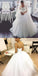 Spaghetti Straps V Neck Tulle Country Princess Unique Design Top Lace Wedding Dresses Ball Gowns, WD0306