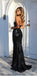 Sparkly Mermaid Elegant Black Sequin Prom Dresses, Unique Design Evening Dress, PD1294