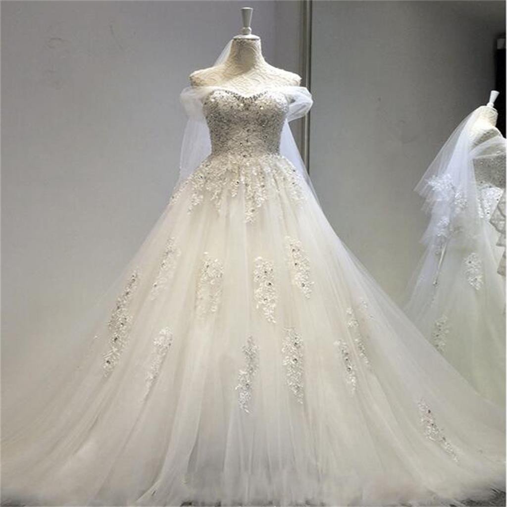 Long A-line  beading Formal Custom beautiful Cheap Wedding Dresses,  WD0232