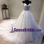 Off Shoulder Lace Up Back Long Tulle and lace Wedding Dresses with train, Elegant Pretty Bridal Gowns. WD0267