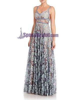 2019 Blue Lace Sexy Popular Prom Dresses, Fashion Party Dress, Spaghetti Straps Prom Dress,  PD0420 - SposaBridal
