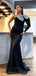 Black Elegant One-shoulder Bow Tie Mermaid Long Prom Dress, PD3473