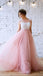 Blush Pink Lace Top Bohemian A-line Long Prom Dress, PD3362