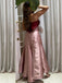 Elegant Burgundy Pink Straight-across A-line Sheath Long Prom Dress, PD3435