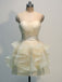 Elegant Ivory Strapless Sweetheart Ruffles A-line Mini Homecoming Dress, HD3053