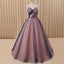 Elegant Purple Or Navy Sleeveless V-neck A-line Long Prom Dress, PD3441