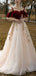 Elegant Spaghetti Strap Burgundy Velvet Top Pink A-line Long Prom Dress, PD3173