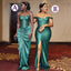 Emarald Green Mismatched Sweetheart Corset Top Mermaid Side-slit Long Bridesmaid Dresses, BD3179