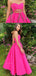 Fuchsia Strapless Sexy Sweetheart Hollow A-line Tea-length Prom Dress, PD3379