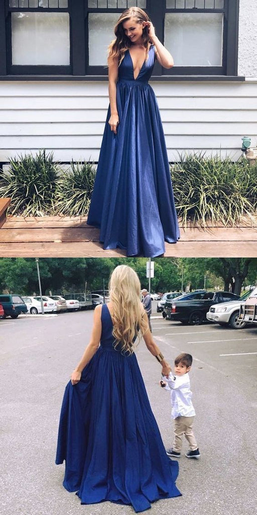 Long deep v neck sexy blue popular elegant formal Prom Dress, popular gowns Party Dress, PD0327