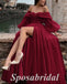 Elegant Tulle Off Shoulder Long sleeve Side Slit A-Line Long Prom Dresses,PD3653