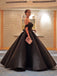 Black Modest Ball Gown, Long Elegant Unique Design Off the Shoulder Formal Prom Dresses, PD1295