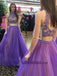 Tulle Two Piece High Neck Popular Custom Prom Dress, Party Dress, PD0320