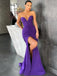Purple Strapless Sweetheart Stylish Side-slit Mermaid Long Prom Dress, PD3528