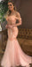 Sexy Blush Pink Off-shoulder Corset Top Mermaid Lace Long Prom Dress, PD3213